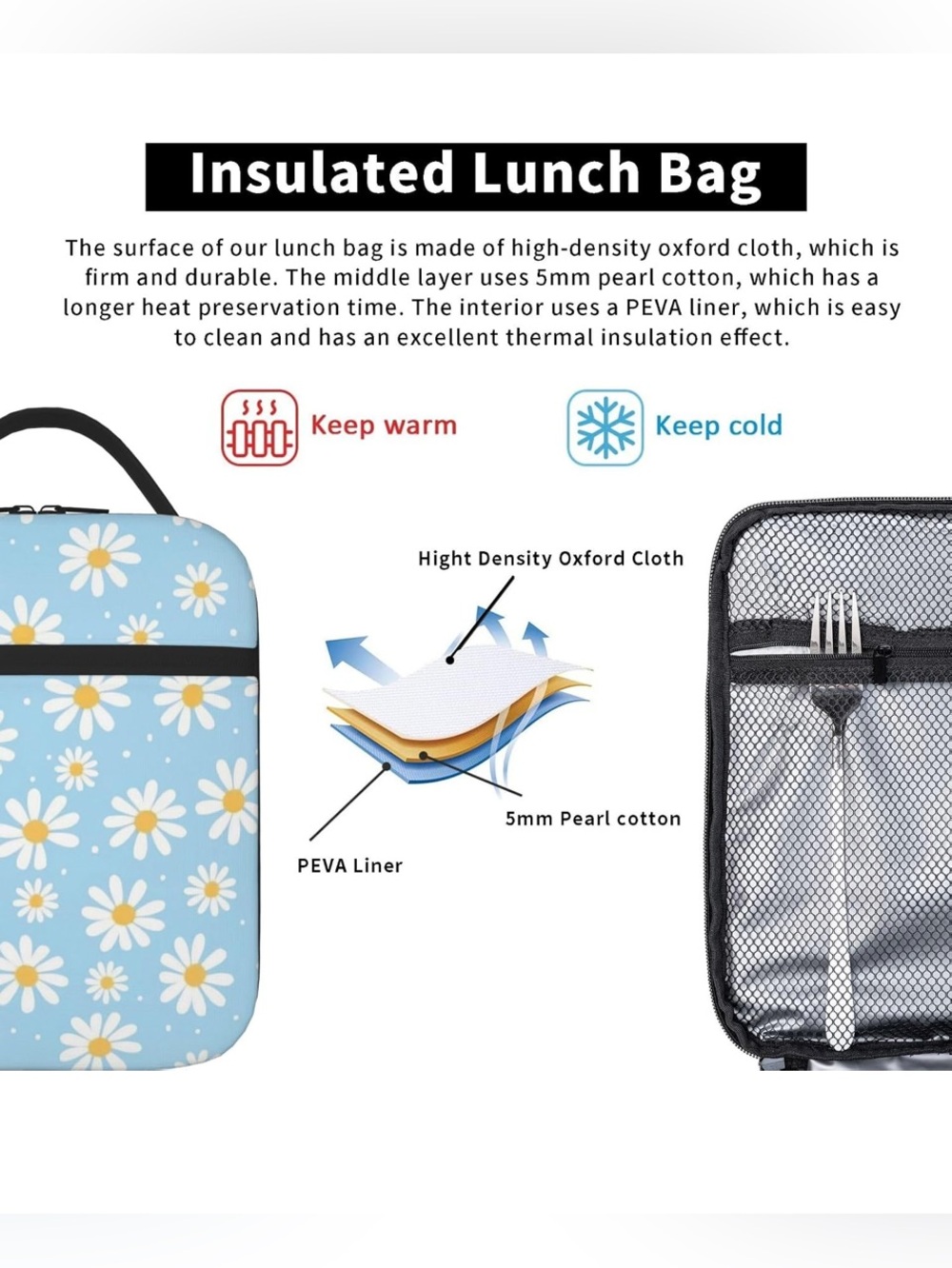 Blue Daisy Insulated Lunch Box for Kids - Picture 6 of 6
